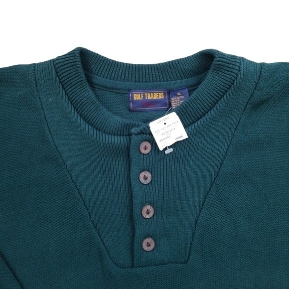 Gulf Traders Classic‎ Men's Green Quarter Button Pullover Sweater Sz. XL NEW - Picture 3 of 11